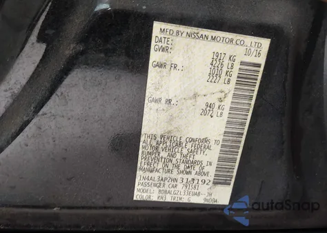 2017 Nissan Altima 2.5 S from USA, damaged, VIN 1N4AL3AP2HN313192